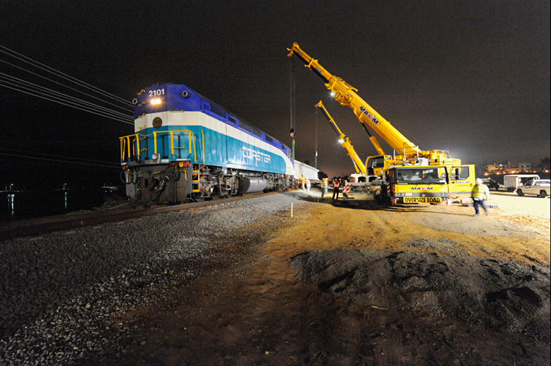 New main track construction adjacent to the active LOSSAN main line