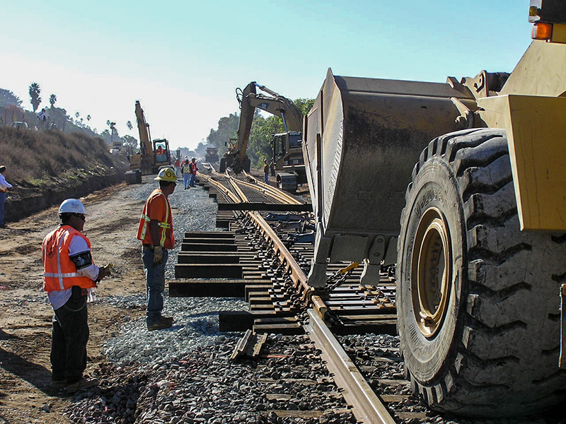 Overall view of the double-track segment during construction